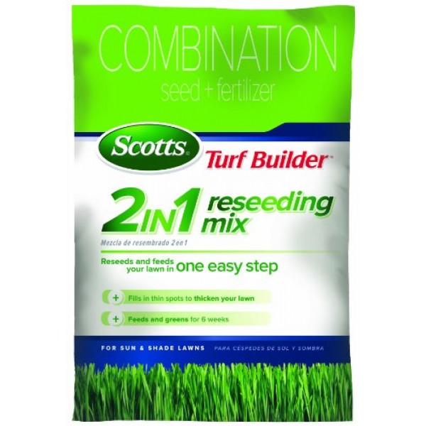 Scotts Turf Builder Grass Seed + Fertilizer 2-in-1 Sun & Shade Rese...