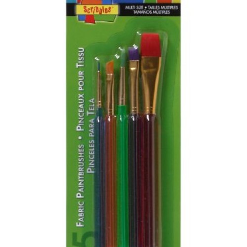 Scribbles Assorted Fabric Paint Brushes 5pk