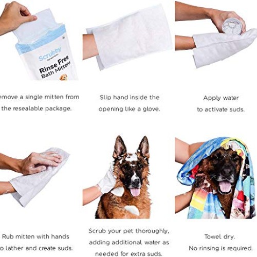 No Rinse Pet Wipes- Use for Pet Bathing, Pet Grooming, and Pet Was...