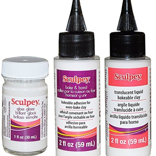 Sculpey Artist Set: 1 Fl Oz Gloss Glaze, 2 Fl Oz Bake and Bond Bak...