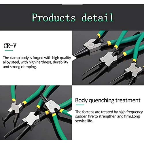 SDFSX 4 Pcs Snap Ring Pliers Set, 7-Inch Internal/External Snap Ri...
