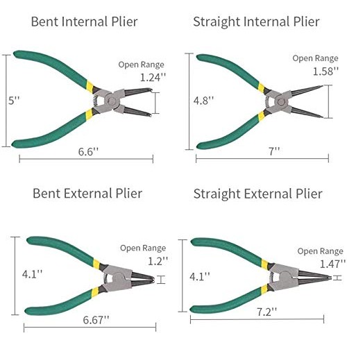 SDFSX 4 Pcs Snap Ring Pliers Set, 7-Inch Internal/External Snap Ri...