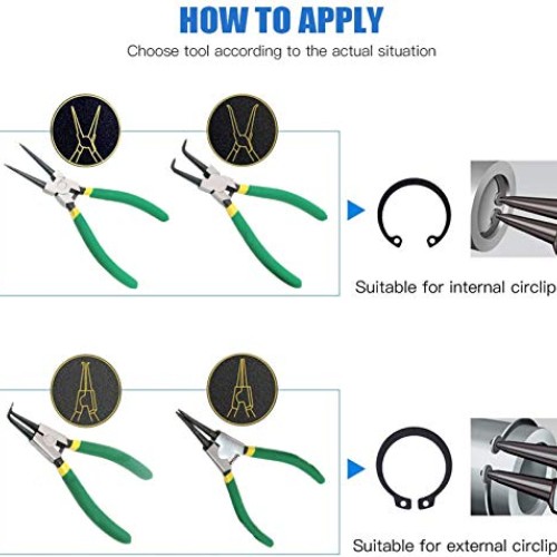 SDFSX 4 Pcs Snap Ring Pliers Set, 7-Inch Internal/External Snap Ri...