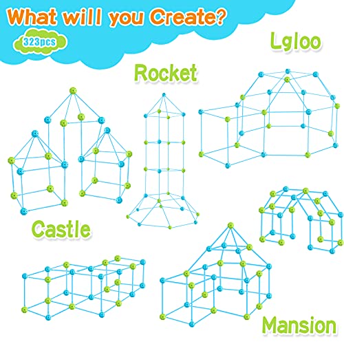 SDVJLKV Fort Building Kit for Kids, 323 Pcs Kids Fort Construction...