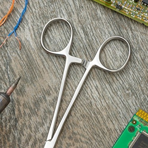 SE 5-1/2 Stainless Steel Self-Locking Curved Forceps - 656FC
