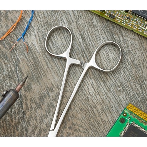 SE 5-1/2 Stainless Steel Self-Locking Curved Forceps - 656FC