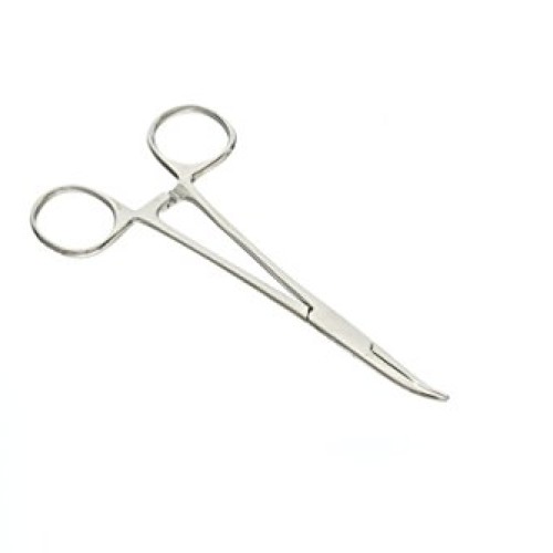SE 5-1/2 Stainless Steel Self-Locking Curved Forceps - 656FC