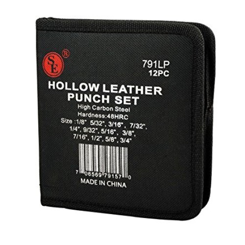 SE 791LP Heavy-Duty 12-Piece Hollow Leather Punch Set with Zipper ...
