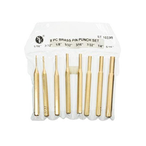 SE ST1032B 8-Piece Brass Pin Drive Punch Set in a Pouch