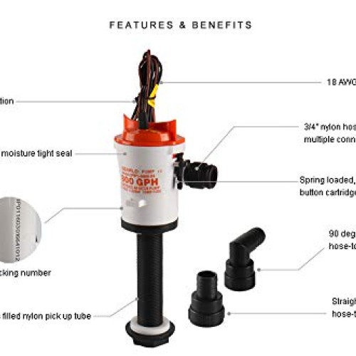 SEAFLO 12v 800 GPH Angled Livewell Pump