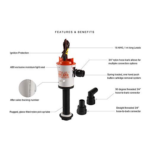 SEAFLO 12v 800 GPH Angled Livewell Pump