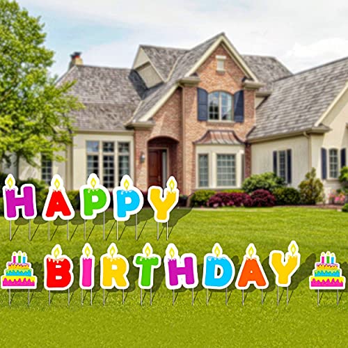 Happy Birthday Yard Signs with Metal Stakes, 17 Letters, Weather ...