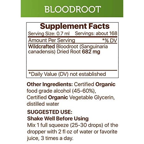 Bloodroot Tincture Alcohol Extract, Wildcrafted Bloodroot Sanguin...