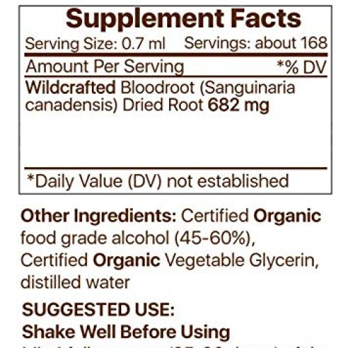 Bloodroot Tincture Alcohol Extract, Wildcrafted Bloodroot Sanguin...