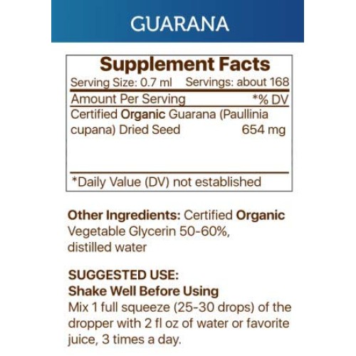 Guarana Tincture Alcohol-Free Extract, Organic Guarana Paullinia ...