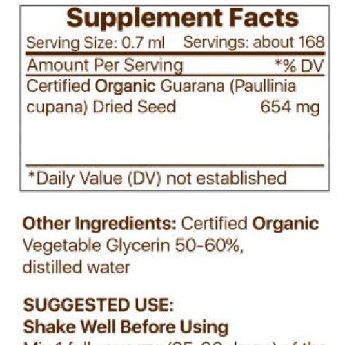 Guarana Tincture Alcohol-Free Extract, Organic Guarana Paullinia ...