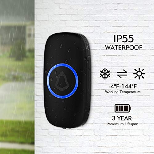 Doorbell, Waterproof Mini Wireless Doorbell 1,000ft Range Loud Eno...