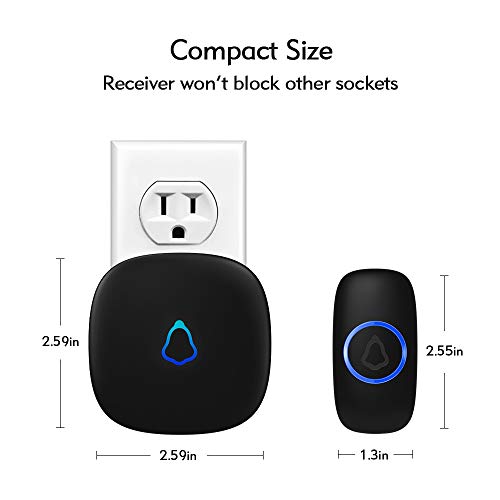 Doorbell, Waterproof Mini Wireless Doorbell 1,000ft Range Loud Eno...