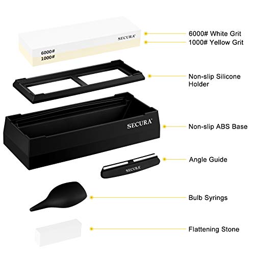 Secura Knife Sharpener, Premium Sharpening Stone 1000/6000 Kit | 2...