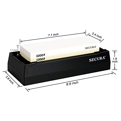 Secura Knife Sharpener, Premium Sharpening Stone 1000/6000 Kit | 2...