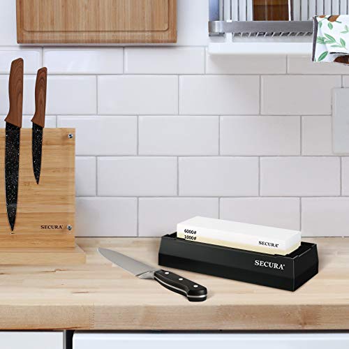 Secura Knife Sharpener, Premium Sharpening Stone 1000/6000 Kit | 2...