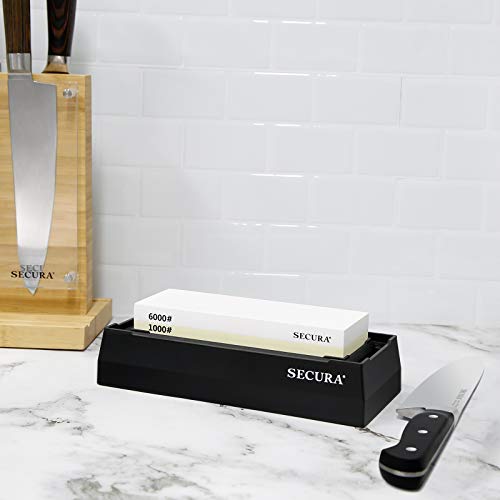 Secura Knife Sharpener, Premium Sharpening Stone 1000/6000 Kit | 2...
