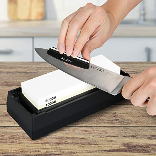 Secura Knife Sharpener, Premium Sharpening Stone 1000/6000 Kit | 2...