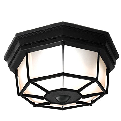 Secure Home 11.9-in W Black Motion Activated Outdoor Flush-Mount L...