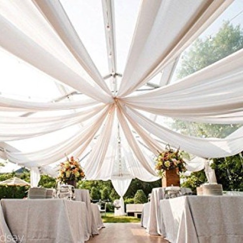 120 Wide 10ft Wide x 5 Yards - Off-White/Ivory Sheer Voile Chif...