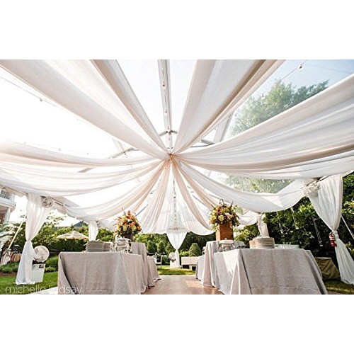 120 Wide 10ft Wide x 5 Yards - Off-White/Ivory Sheer Voile Chif...