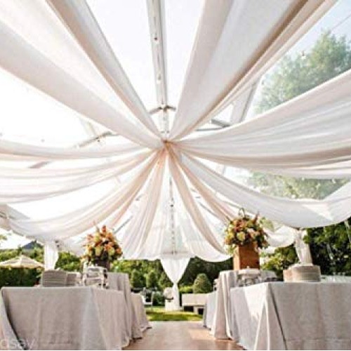 120 Wide 10ft Wide x 120 Yards Roll -Ivory/Off-White Sheer Voil...