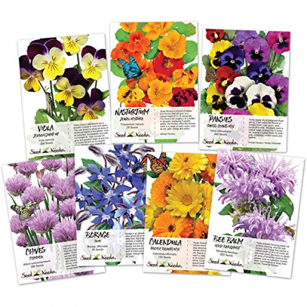Collection of 7 Edible Wildflower Seed Packets 7 Individual Packe...