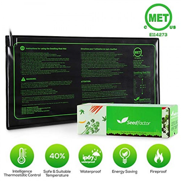 MET certified Seedling Heat Mat, Seedfactor Waterproof Durable Ger...