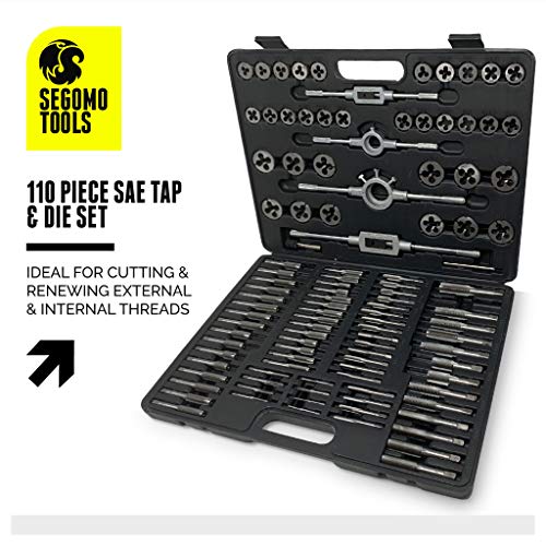 Segomo Tools 110 Piece Hardened Alloy Steel SAE Tap And Die Thread...