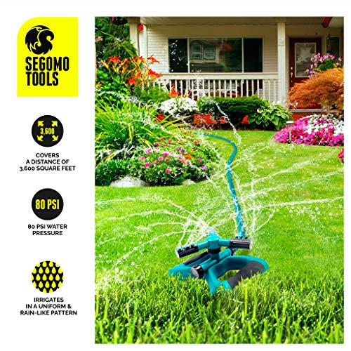 Segomo Tools 360 Degree Automatic Rotating Garden Lawn Water Sprin...