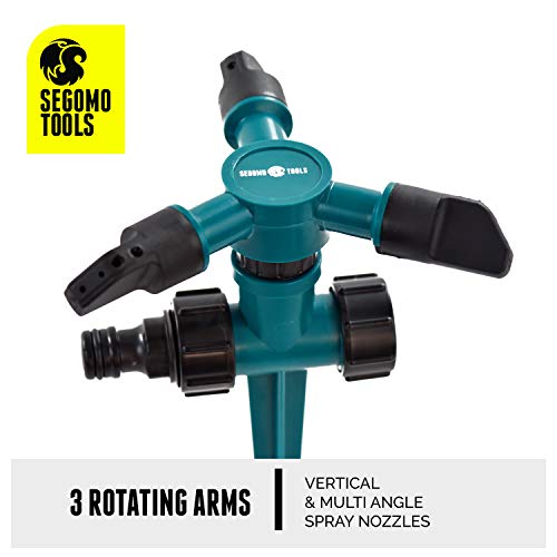 Segomo Tools 360 Degree Raised Rotating Garden Lawn Water Sprinkle...