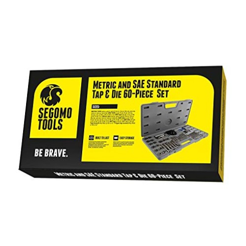 Segomo Tools 60 Piece Metric & SAE Threading Tap & Die Tool Set wi...