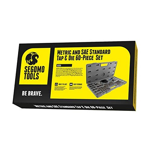 Segomo Tools 60 Piece Metric & SAE Threading Tap & Die Tool Set wi...