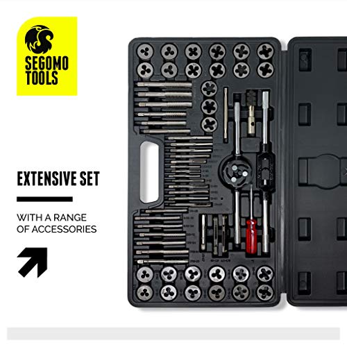 Segomo Tools 60 Piece Metric & SAE Threading Tap & Die Tool Set wi...