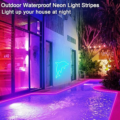 50ft RGB LED Rope Lights with Remote Control APP - 24V Waterproof ...