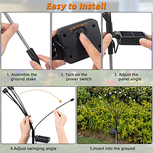 Solar Lights for Outside, 6Pack Solar Firefly Lights Outdoor Water...