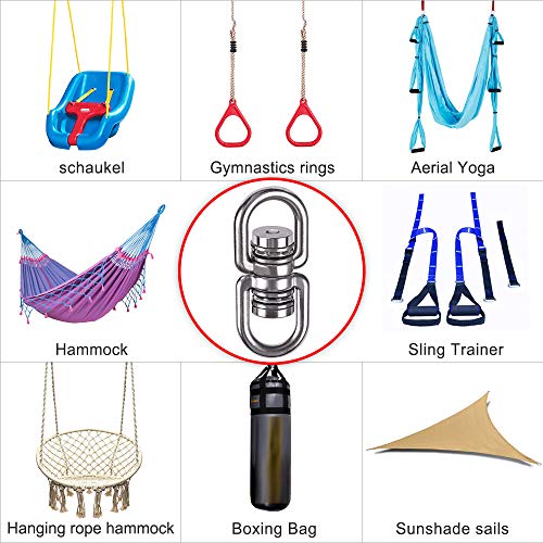 SELEWARE Bearing Swing Swivel with 2 Carabiners, 360° Rotational D...