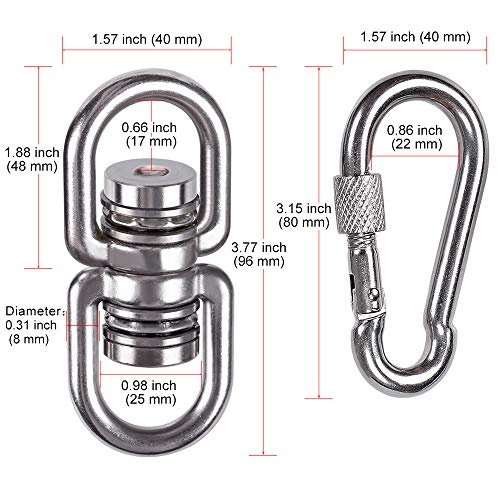 SELEWARE Bearing Swing Swivel with 2 Carabiners, 360° Rotational D...