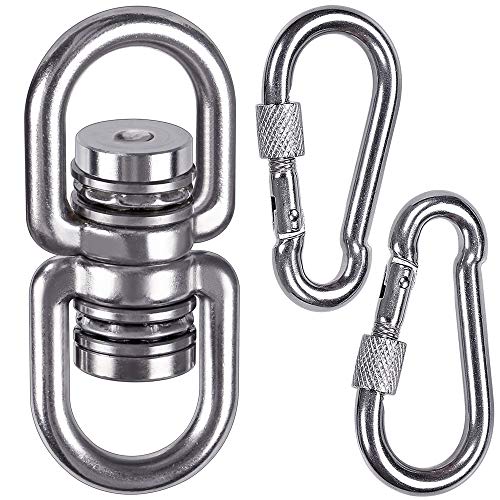 SELEWARE Bearing Swing Swivel with 2 Carabiners, 360° Rotational D...