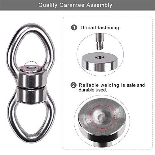 SELEWARE Silent Bearing Swing Swivel w/ 2 Carabiners,1200LB 360° R...