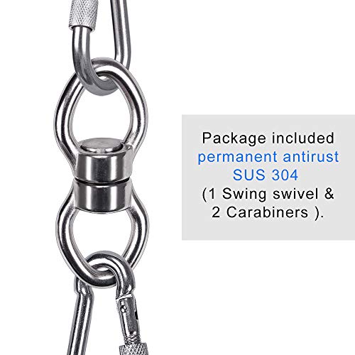 SELEWARE Silent Bearing Swing Swivel w/ 2 Carabiners,1200LB 360° R...