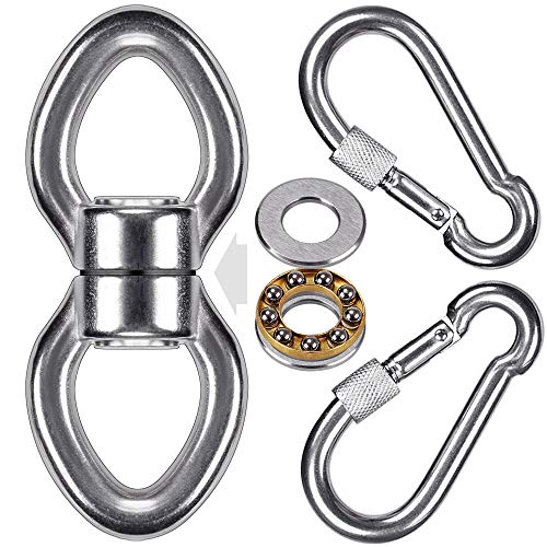 SELEWARE Silent Bearing Swing Swivel w/ 2 Carabiners,1200LB 360° R...