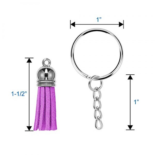 selizo 100Pcs Key Chain Rings Bulk with Tassel for Tassel Keychain 