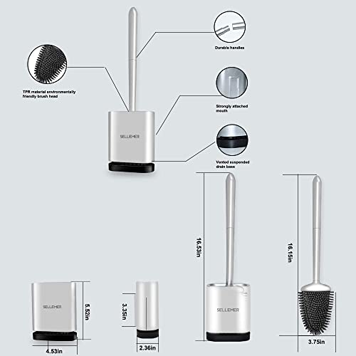 Sellemer Toilet Brush and Holder Set for Bathroom, Flexible Toilet...
