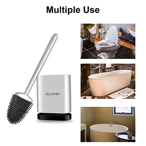 Sellemer Toilet Brush and Holder Set for Bathroom, Flexible Toilet...